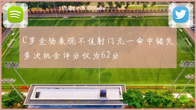 C罗全场表现不佳射门无一命中错失多次机会评分仅为62分